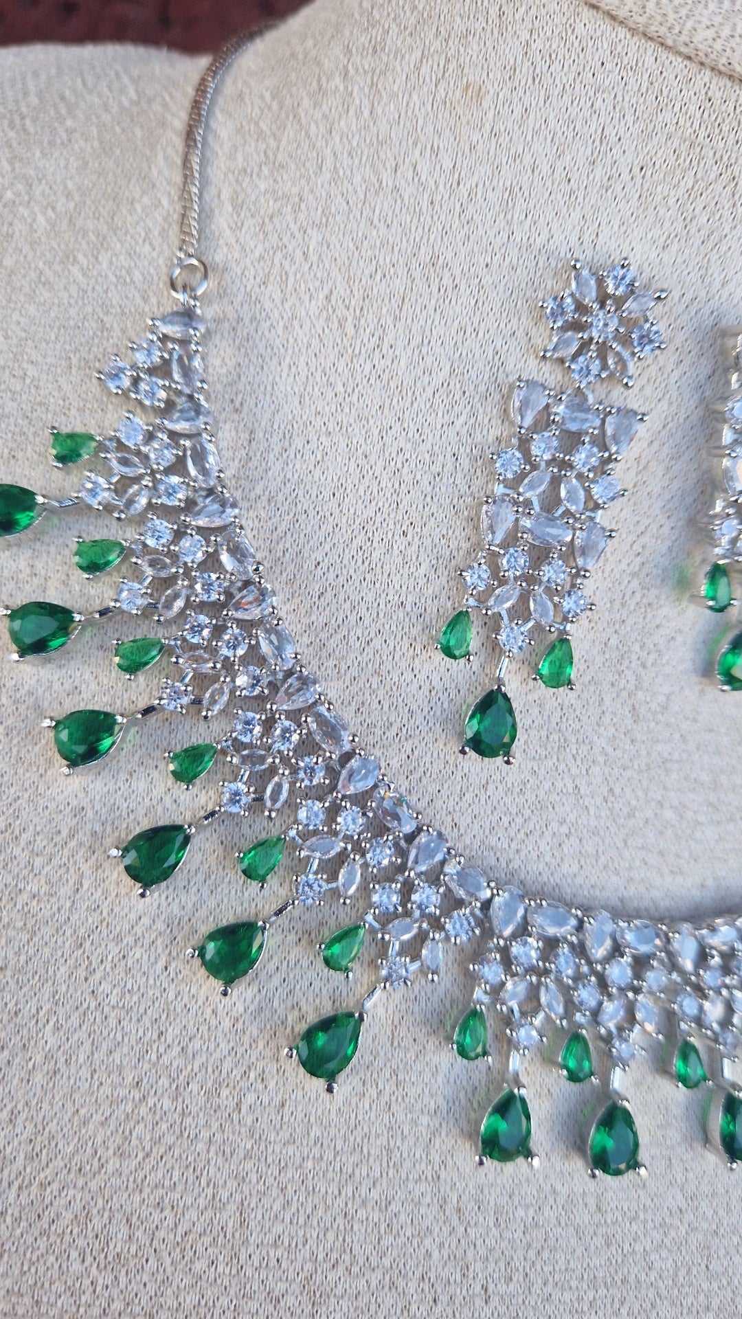 G R E E N - American Diamond  Indian Jewellery Set