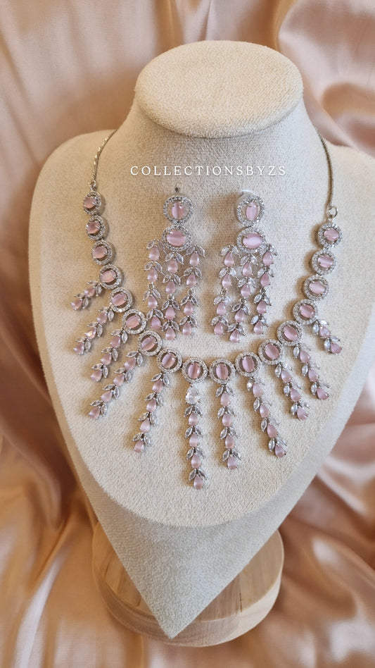 Elegant Pink Nikah/Party/ Bridal American Diamond Glass Set