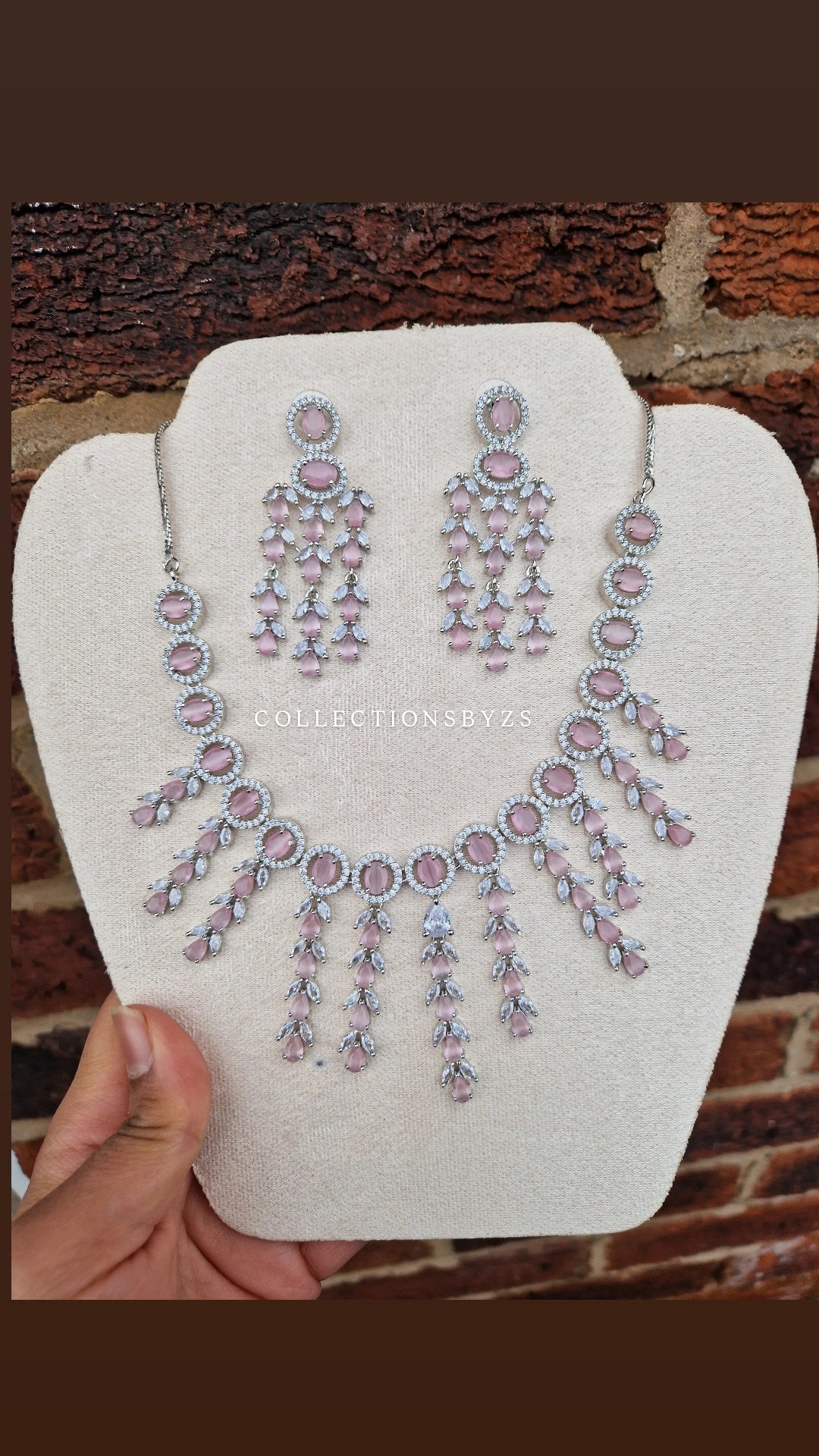 Elegant Pink Nikah/Party/ Bridal American Diamond Glass Set