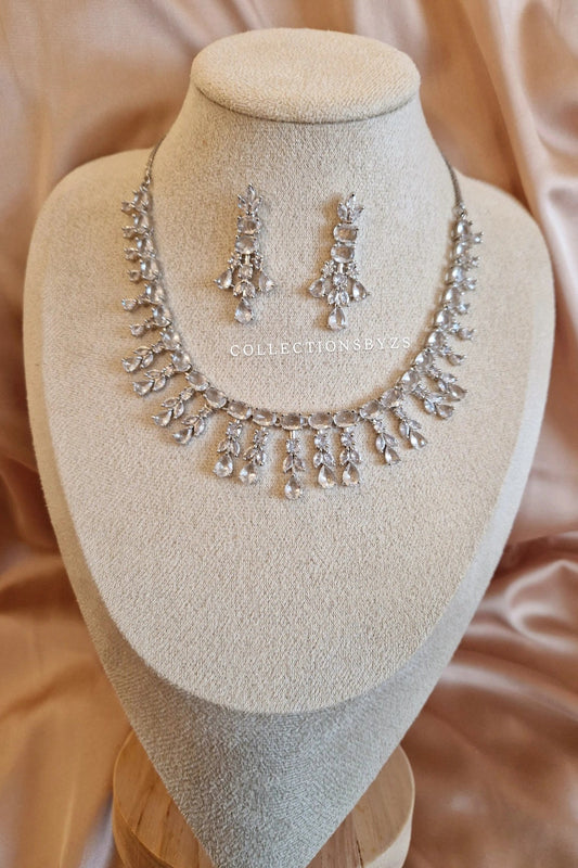 Silver/Clear American Diamond Indian Set