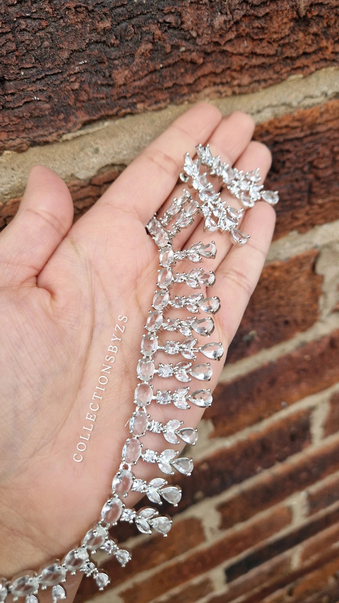 Silver/Clear American Diamond Indian Set