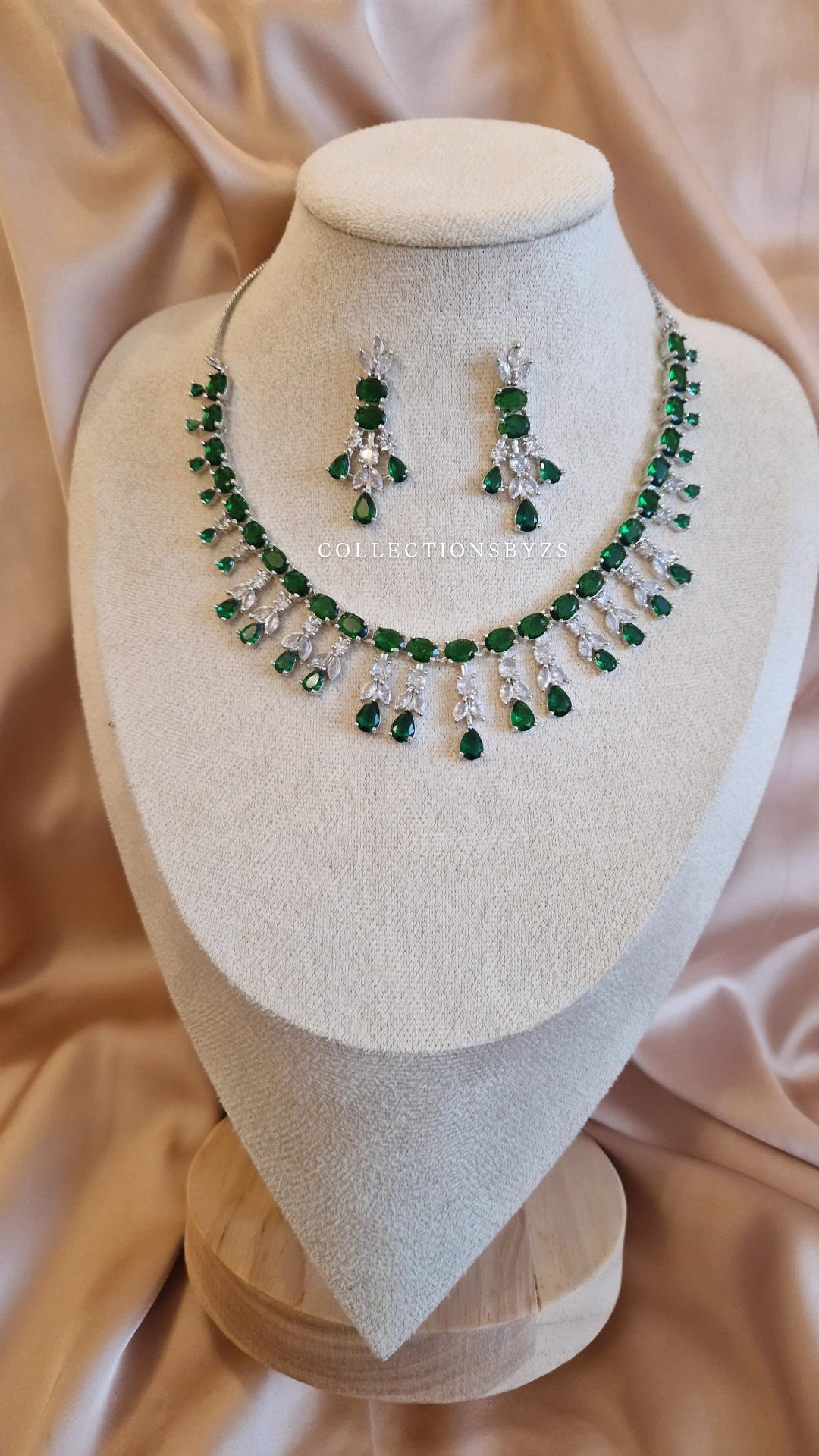 Green American Diamond Indian Set