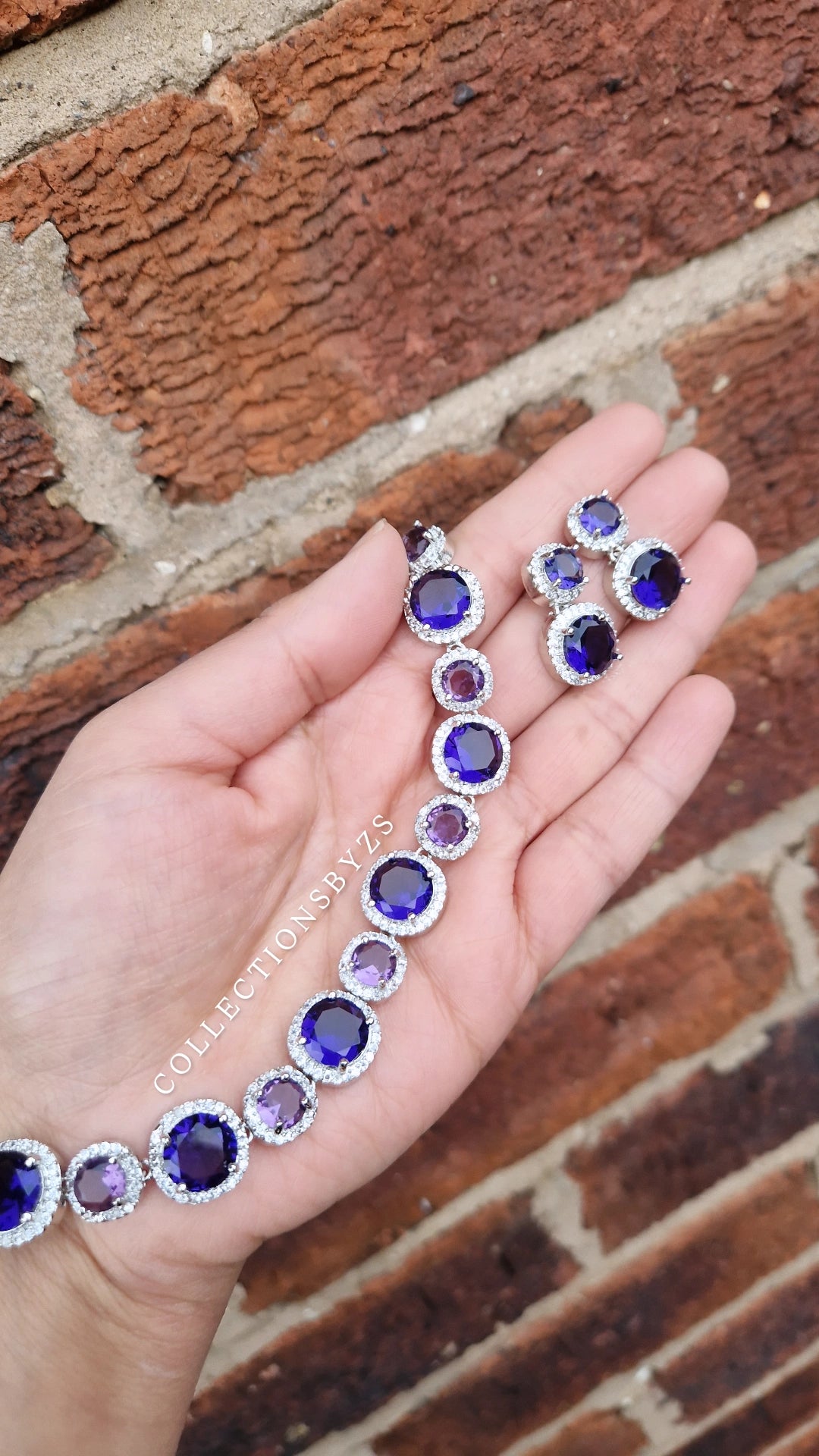 R A N I A -  Purple American Diamond Set