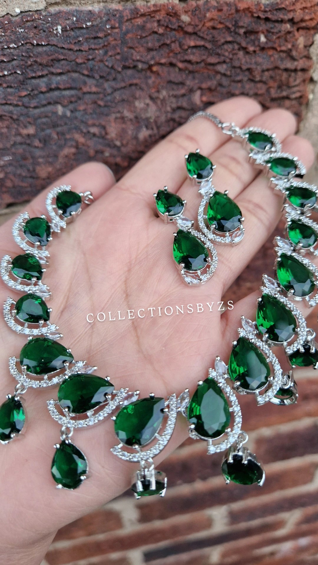 American Diamond Set - Green/ Emerald