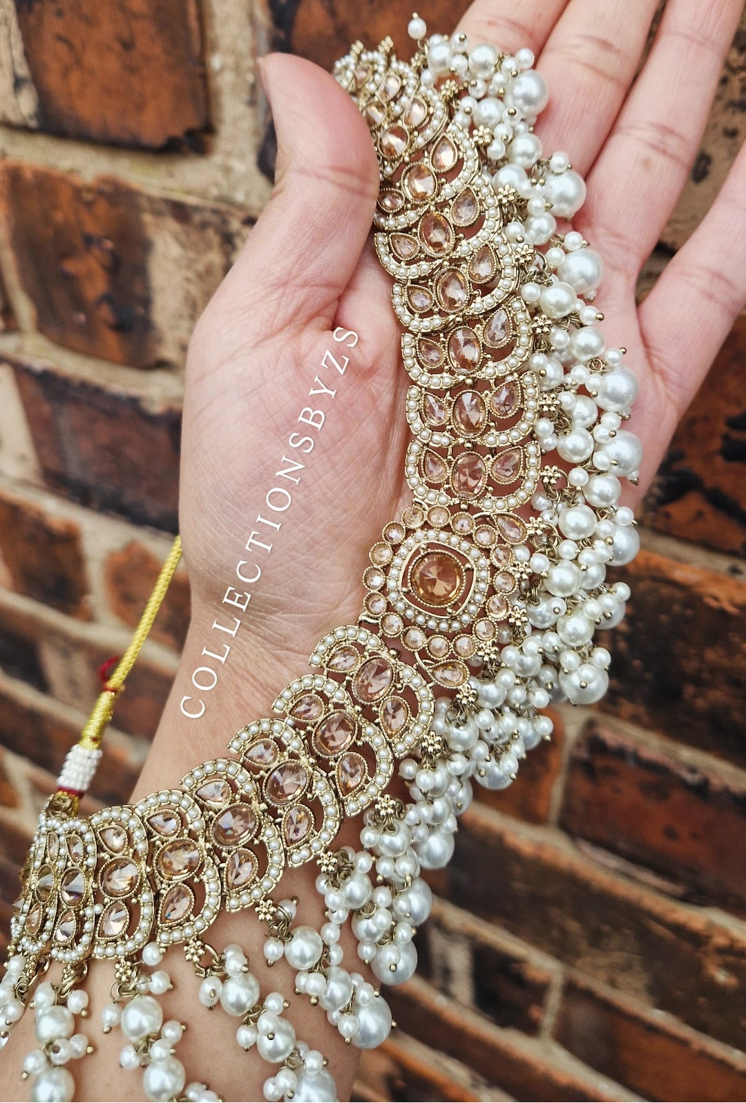 S A R A - Beautiful Indian 4 piece Necklace Set - WHITE PEARL