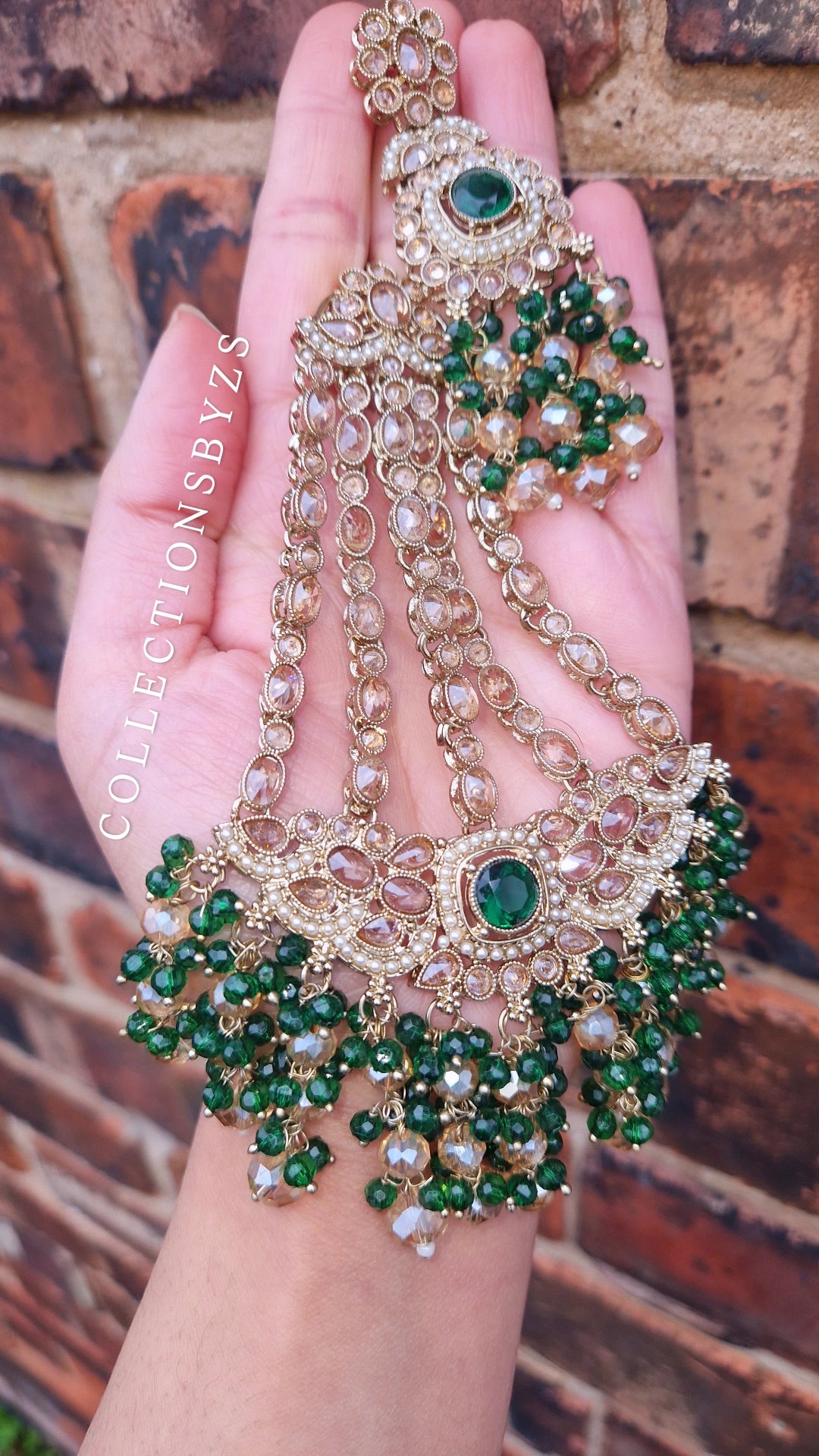 S A R A - Beautiful Indian 4 piece Necklace Set - GREEN