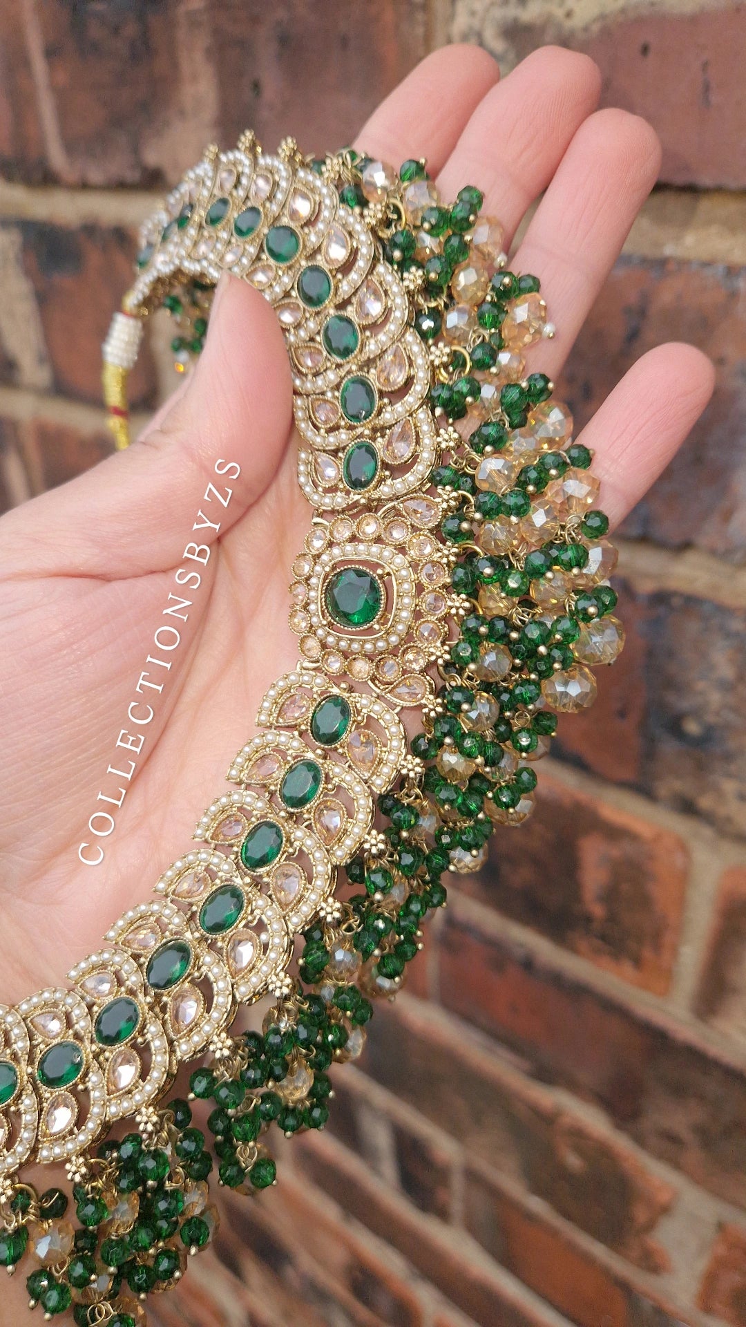 S A R A - Beautiful Indian 4 piece Necklace Set - GREEN