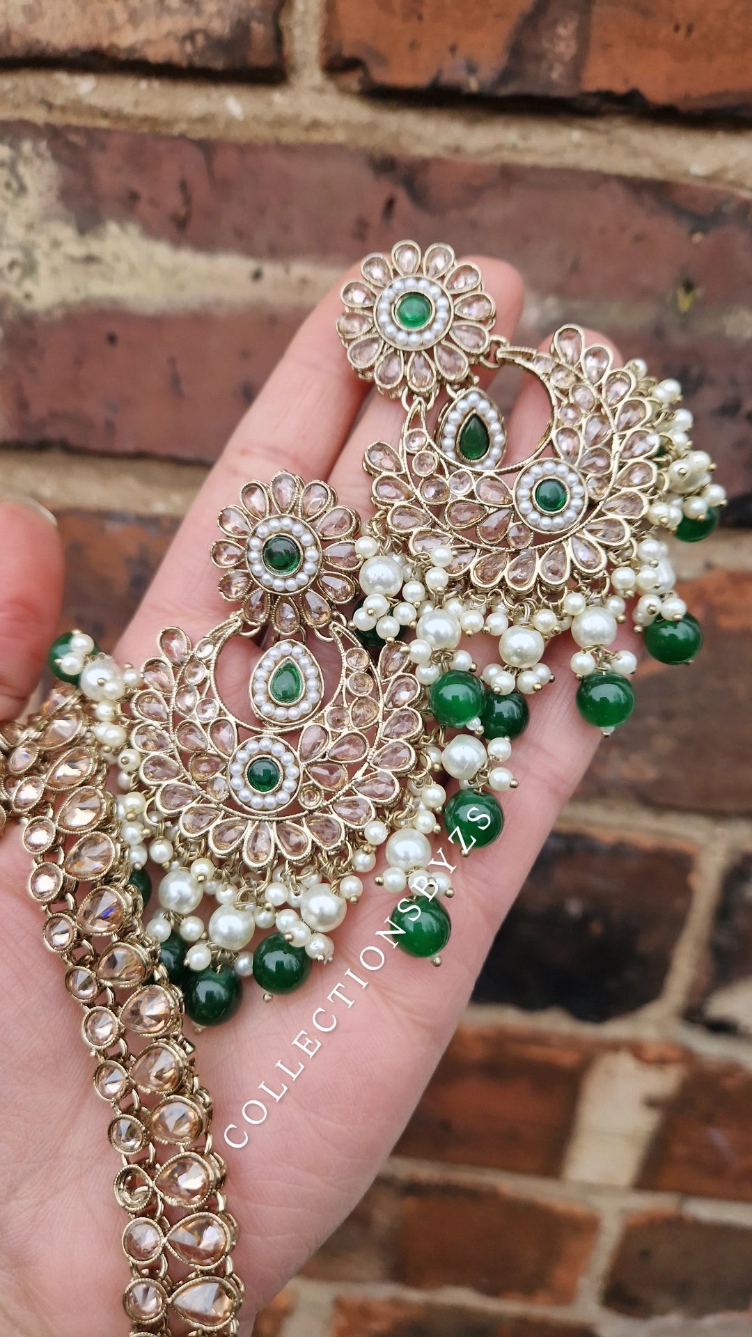 LAIBA- Elegant Oversized Indian Mala Set - GREEN
