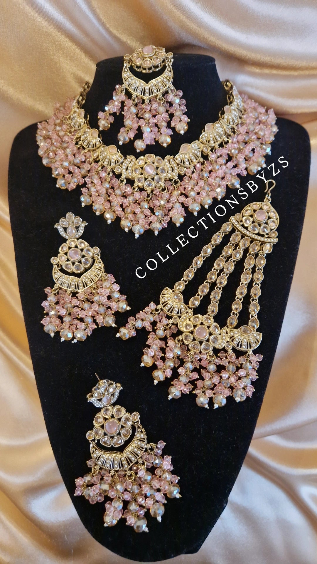 HALIMA- Beautiful Indian 4 piece Necklace Set - Pink