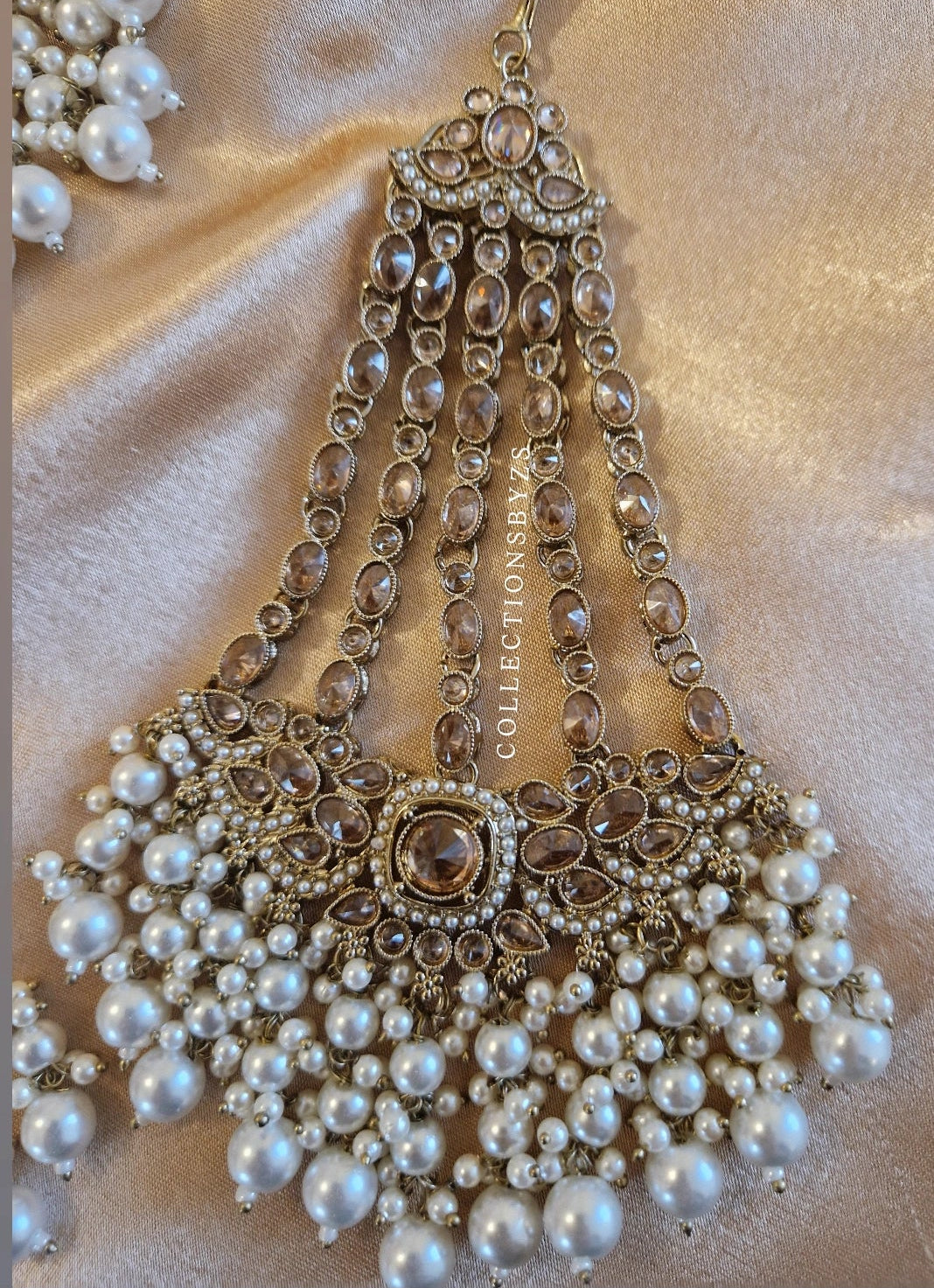 S A R A - Beautiful Indian 4 piece Necklace Set - WHITE PEARL