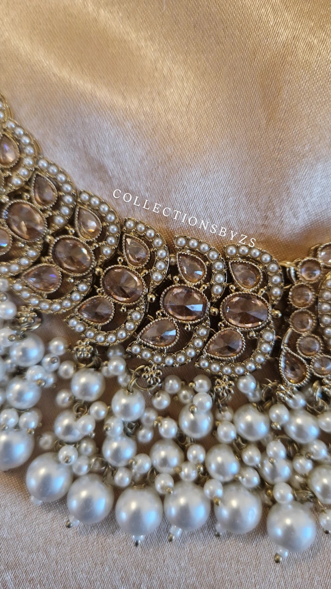 S A R A - Beautiful Indian 4 piece Necklace Set - WHITE PEARL