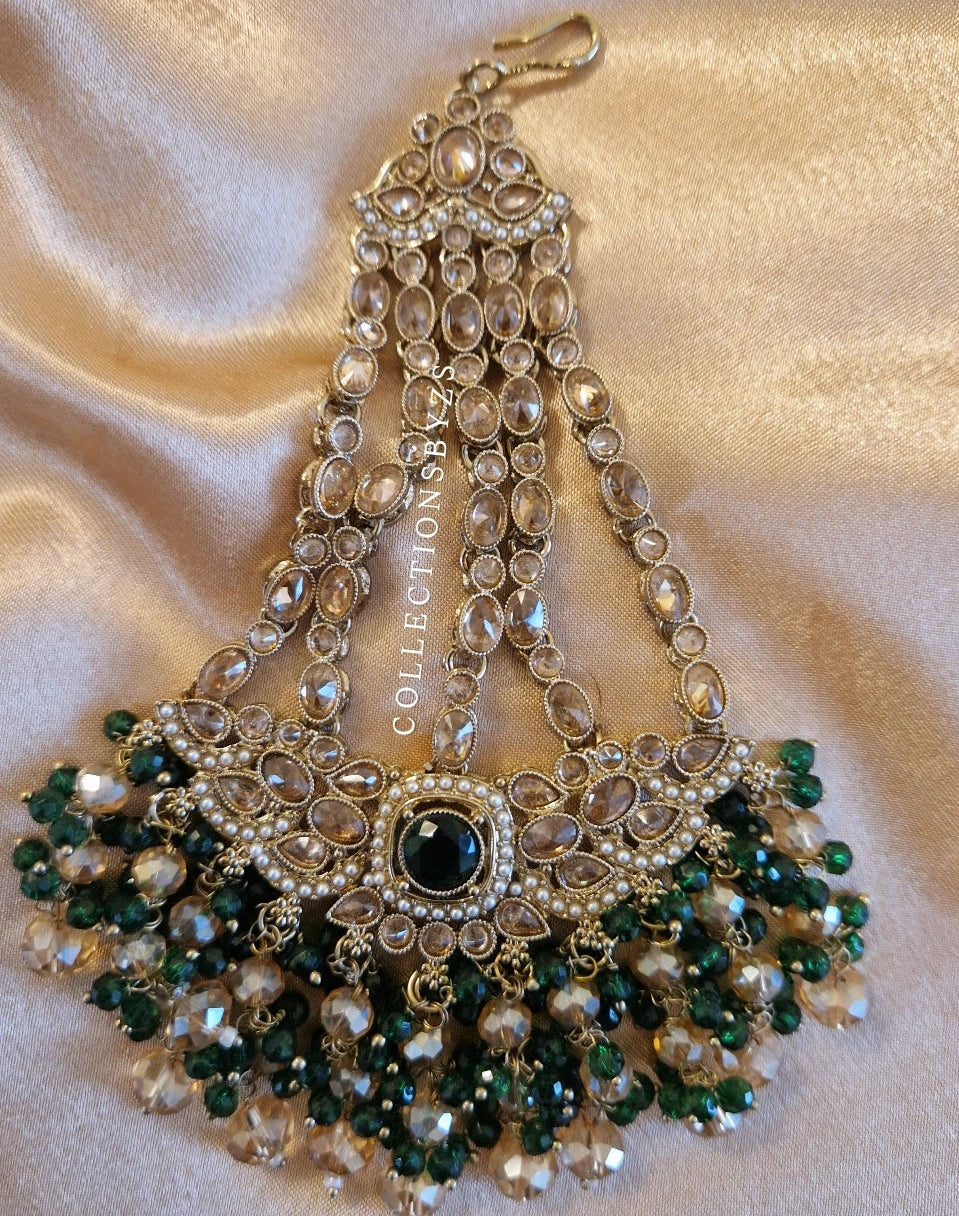 S A R A - Beautiful Indian 4 piece Necklace Set - GREEN