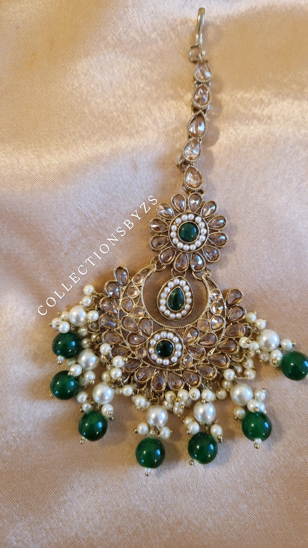 LAIBA- Elegant Oversized Indian Mala Set - GREEN
