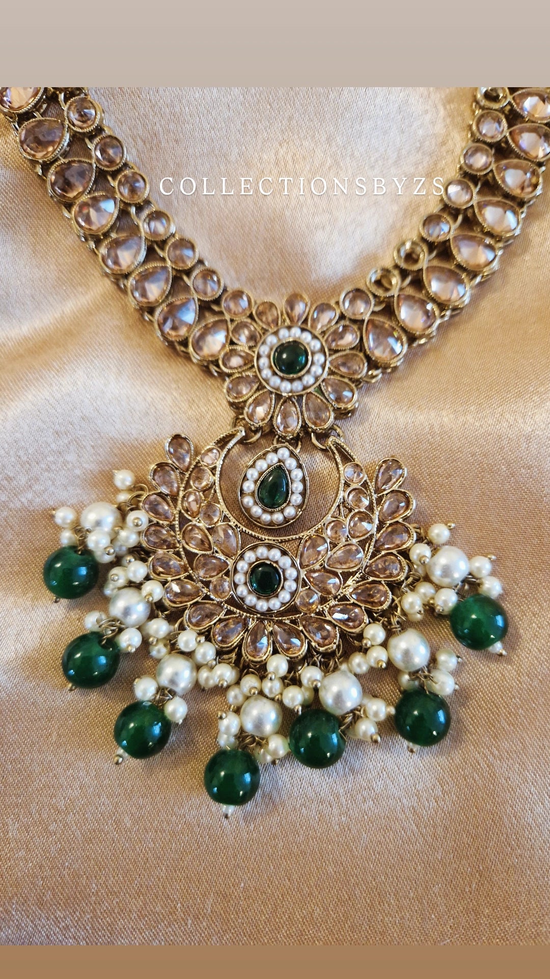 LAIBA- Elegant Oversized Indian Mala Set - GREEN