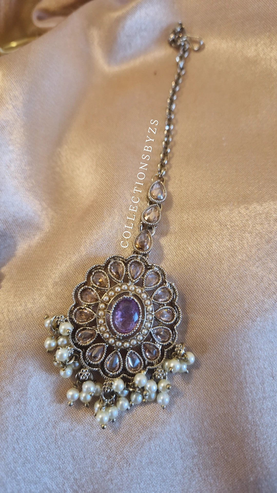 S A L M A - Small Elegant Indian Necklace Set - PURPLE