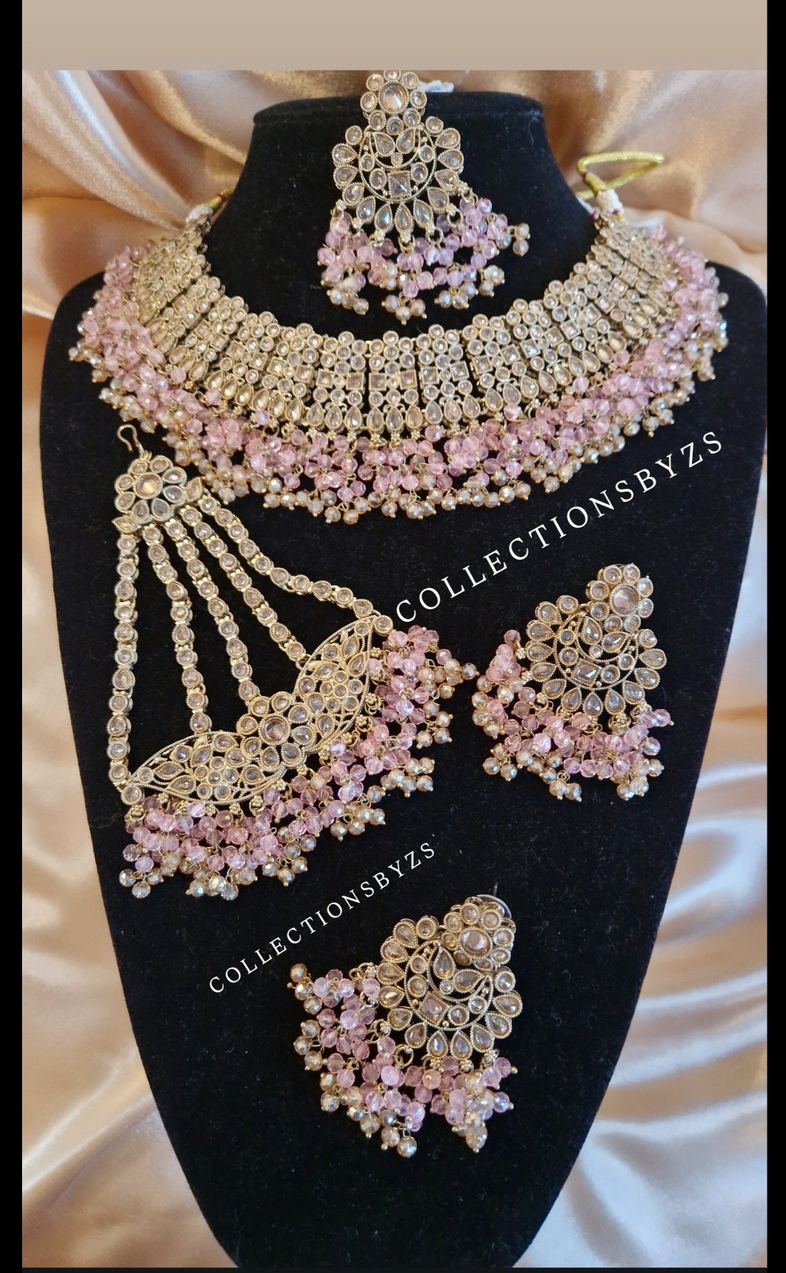 AYLA - Stunning 4 Piece Indian Necklace Set - PINK