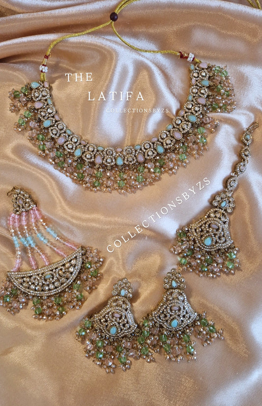 L A T I F A -Indian Jewellery Party/Wedding -  GREEN-MINT & PINK