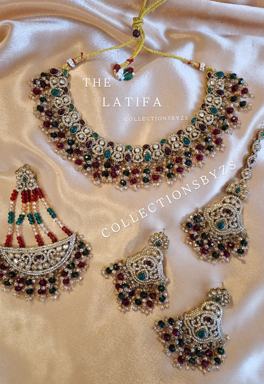 L A T I F A -Indian Jewellery Party/Wedding - Green & Maroon/red