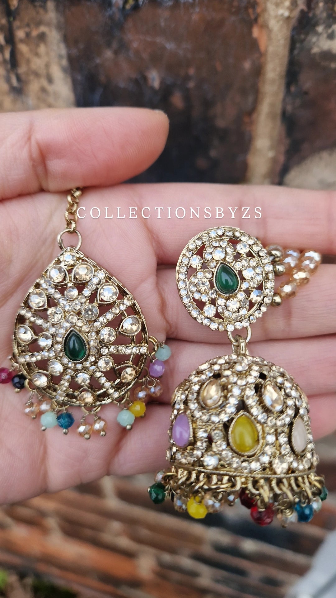 B A L Q I S  - Earring and Tikka Set - Value - MULTICOLOURED