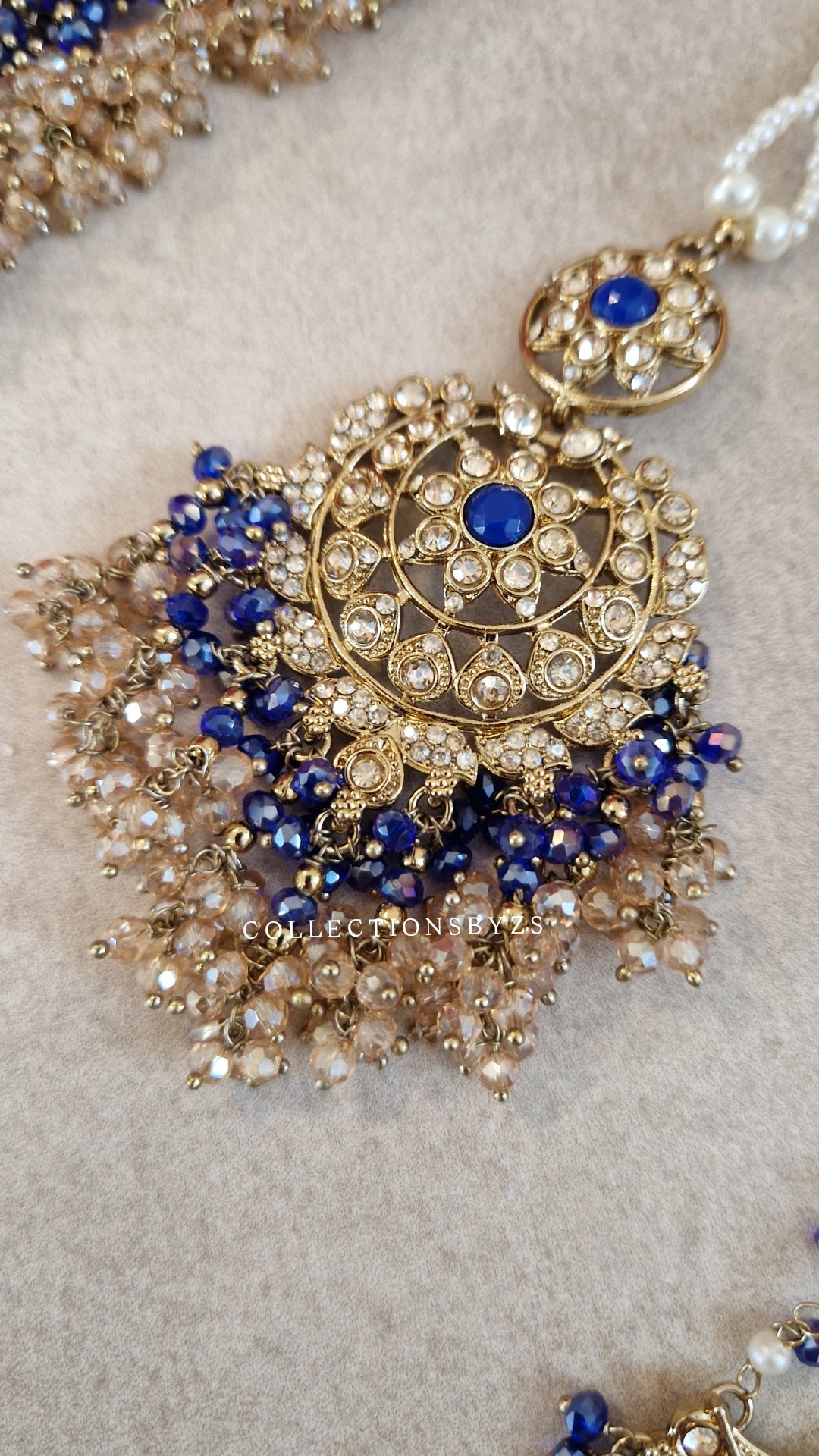 IRSA- Stunning Indian Semi Bridal/ Party Wear Choker Set - ROYAL BLUE