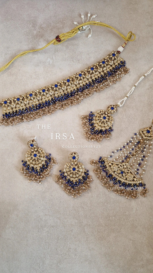 IRSA- Stunning Indian Semi Bridal/ Party Wear Choker Set - ROYAL BLUE