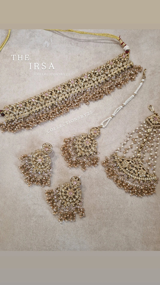 IRSA - Elegant Full Choker Indian Semi Bridal Party wear Set- PINK