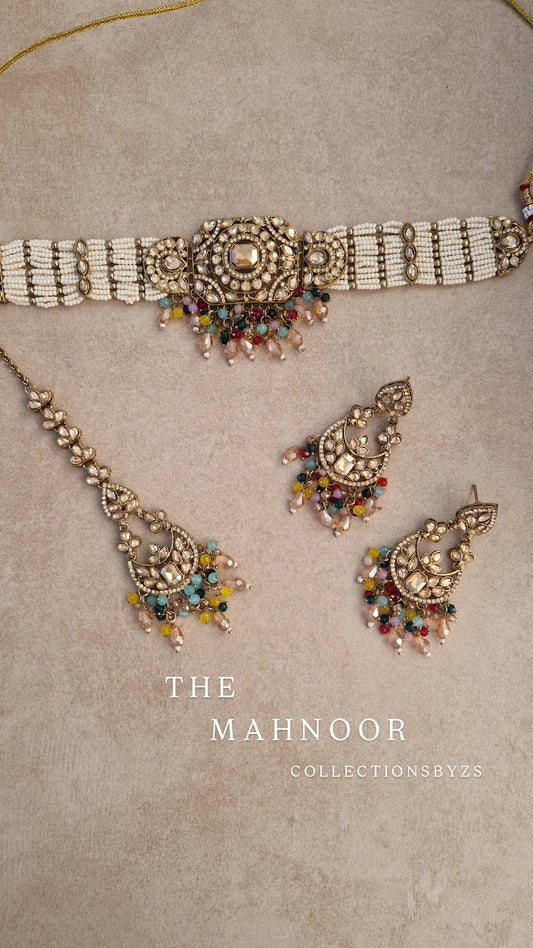 MAHNOOR- Elegant Indian Choker Set- Multicoloured CLEARANCE