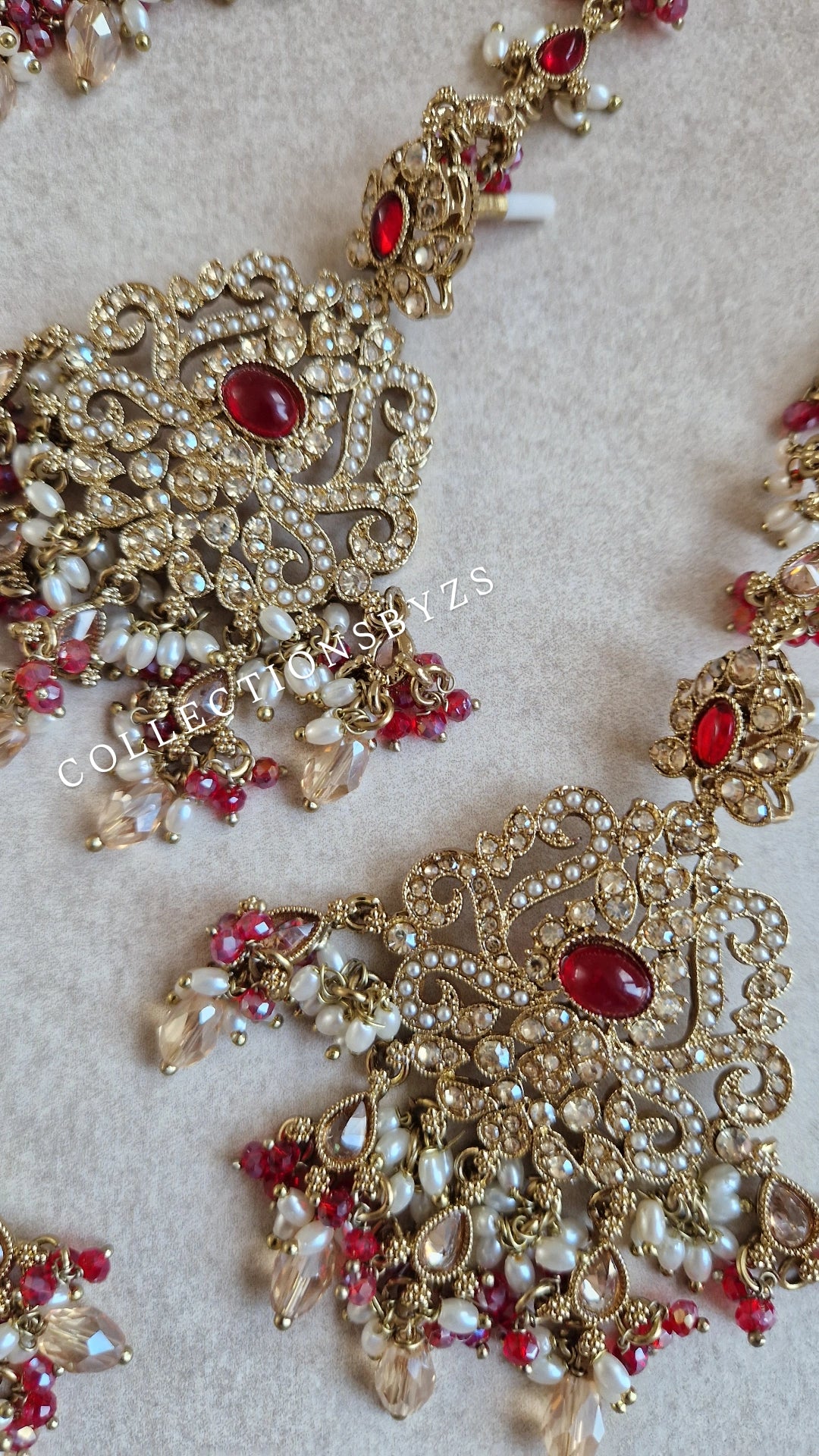 NEHA- Stunning Indian Choker Set - RED & GOLD