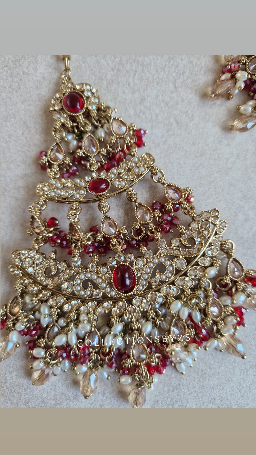 NEHA- Stunning Indian Choker Set - RED & GOLD