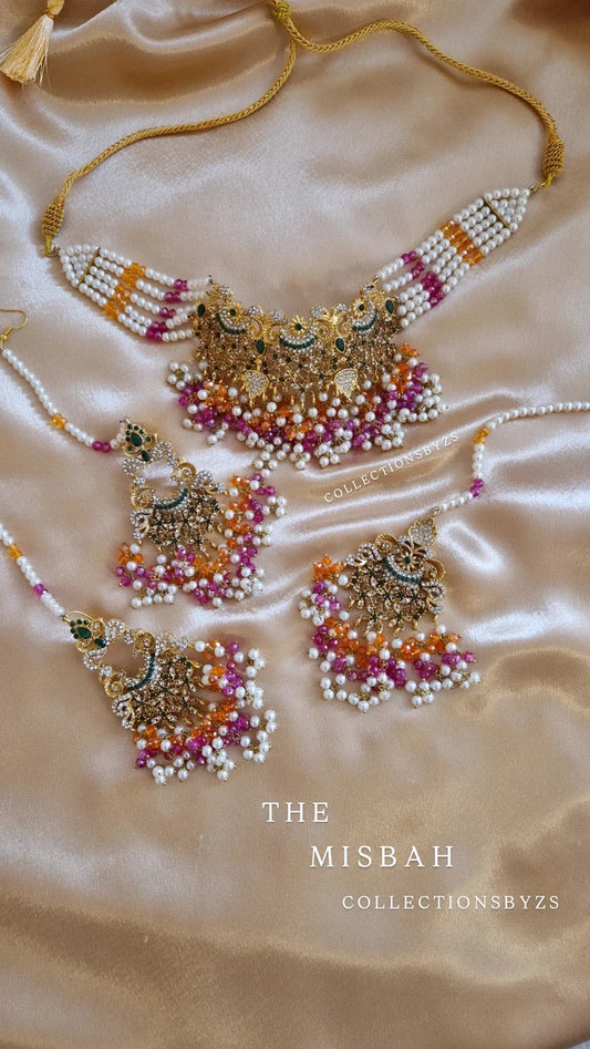 M I S B A H  -  Orange, Green & Pink Mehndi Pakistani Choker Set