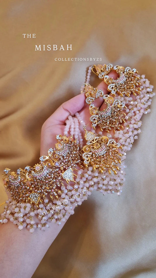 M I S B A H  - Baby Pink Pakistani Jewellery Set