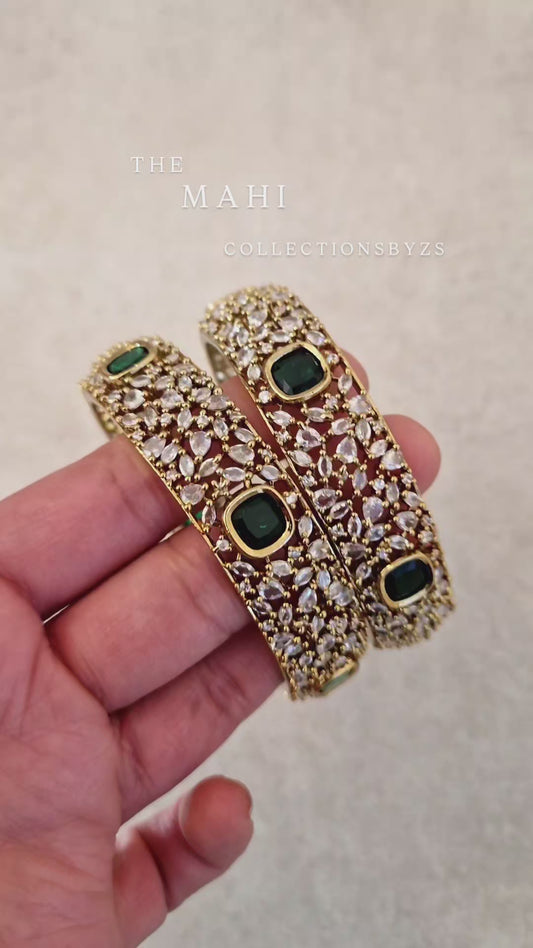 MAHI - Elegant *Premium* Emerald American Diamond Bangles- SIZE 2.6