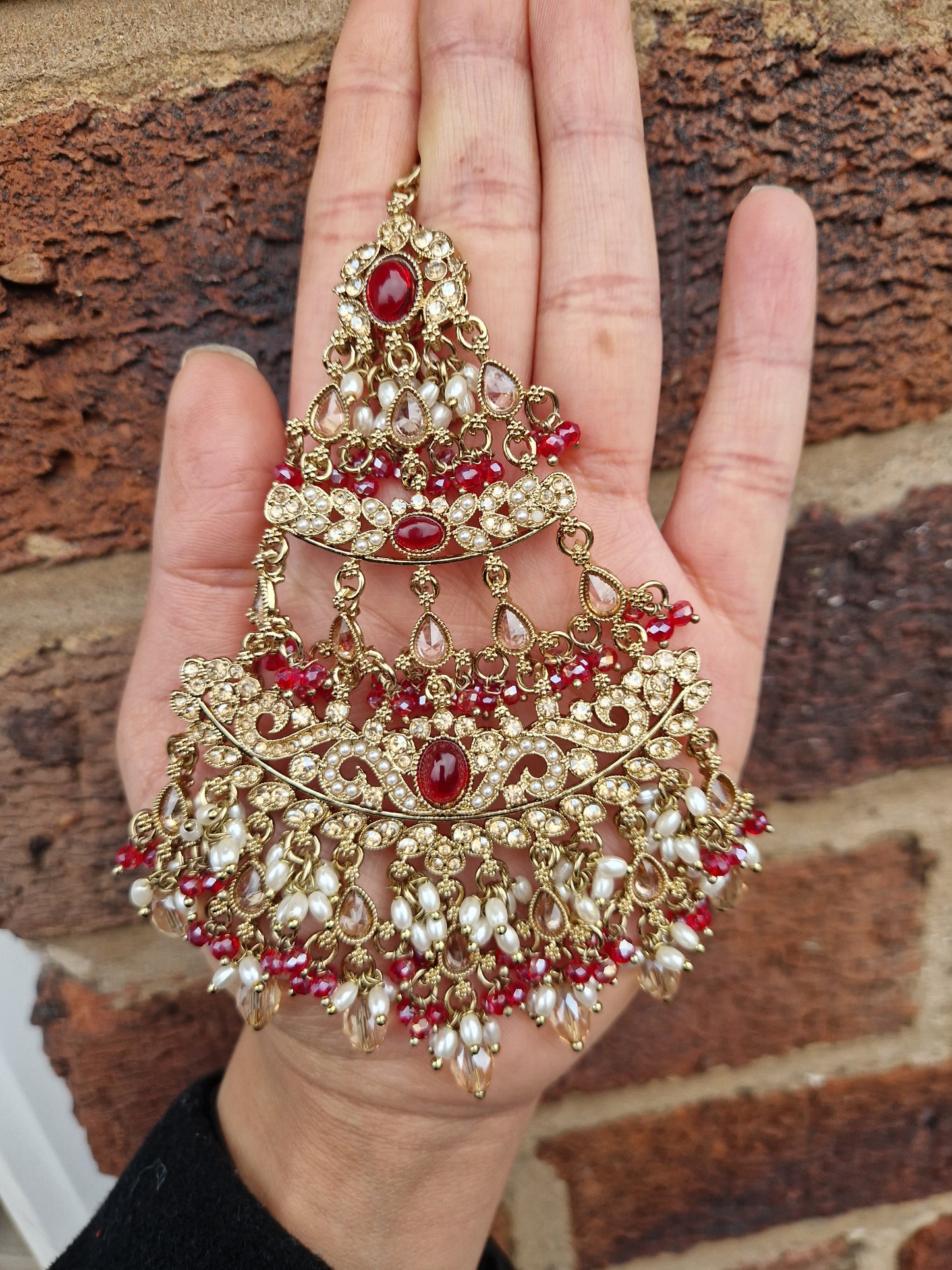 NEHA- Stunning Indian Choker Set - RED & GOLD