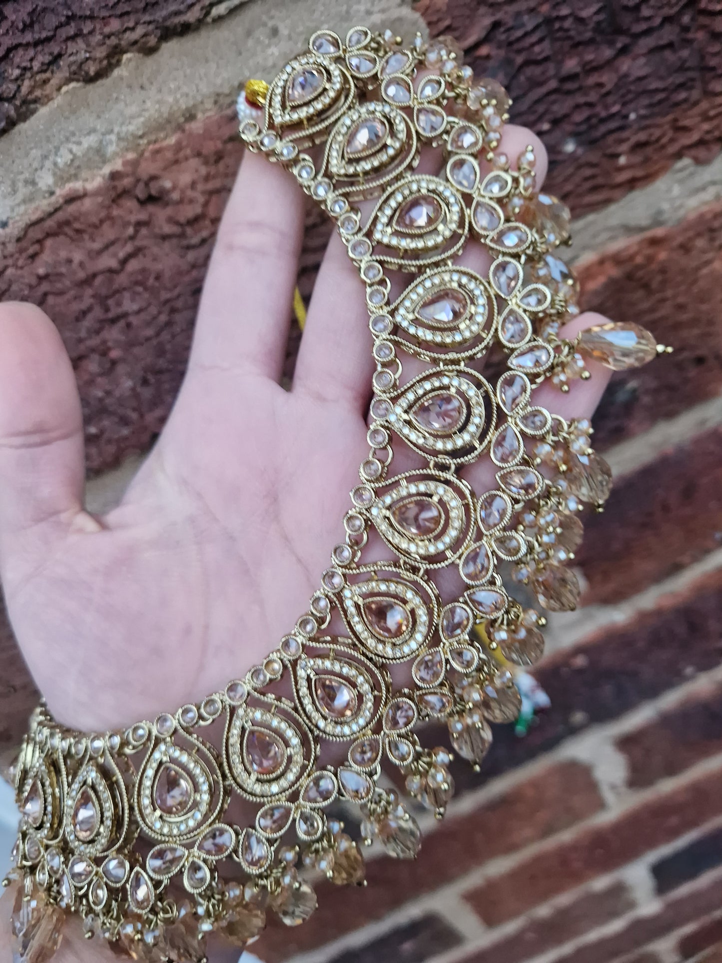 *CLEARANCE*BASMA - Stunning 5 Piece Indian Jewellery Set - Part Wear - GOLD -