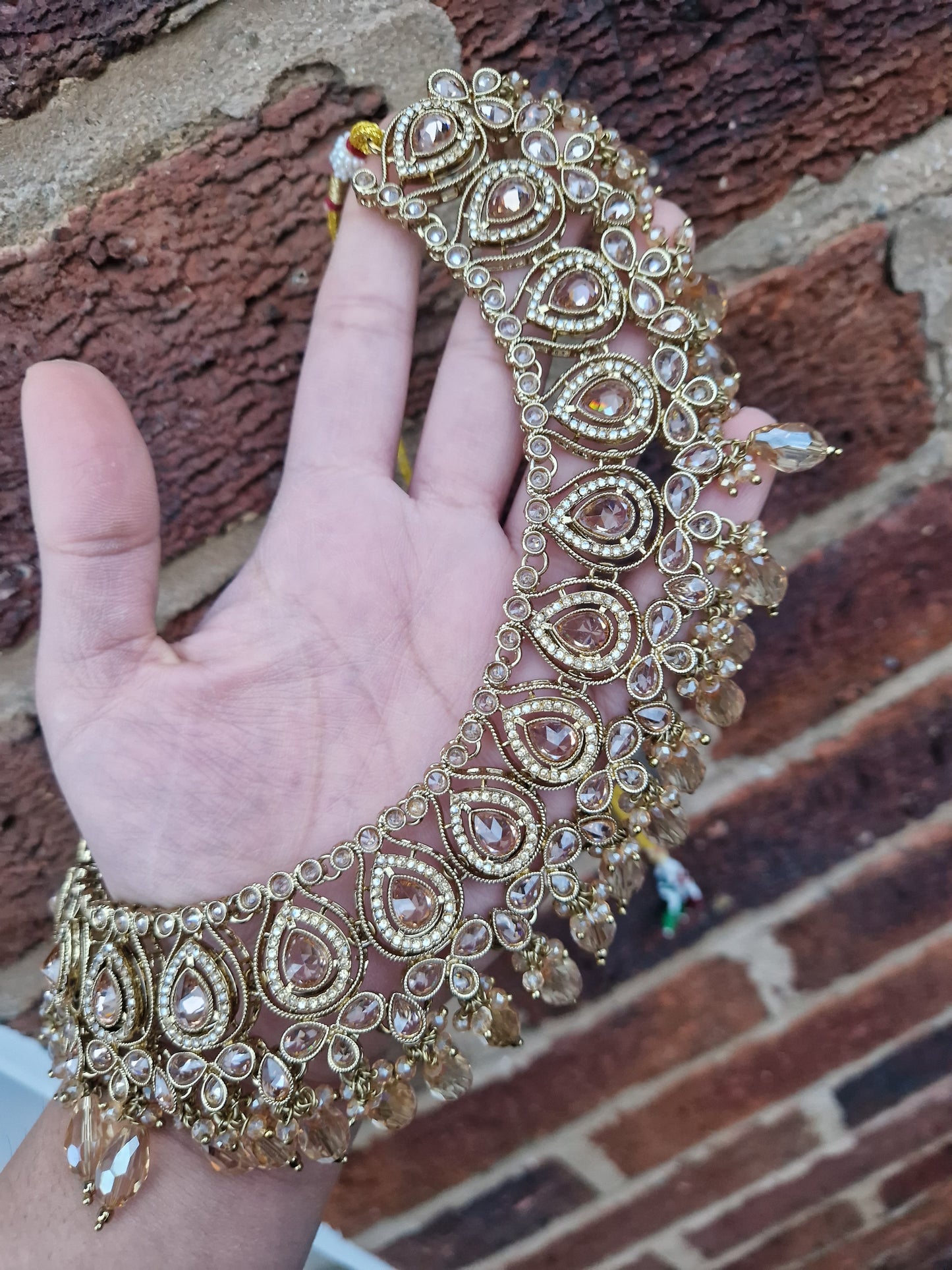 *CLEARANCE*BASMA - Stunning 5 Piece Indian Jewellery Set - Part Wear - GOLD -