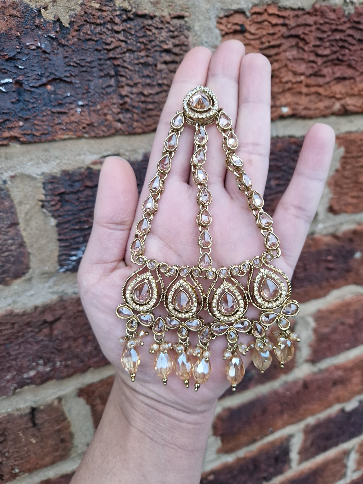 *CLEARANCE*BASMA - Stunning 5 Piece Indian Jewellery Set - Part Wear - GOLD -
